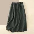 thumbnail image 2 of Mrat Mini Skirts Women‘s Casual Loose High Waisted Mid Length Pleated Button Pocket Skirt Linen Skirt S-185 Green M, 2 of 7