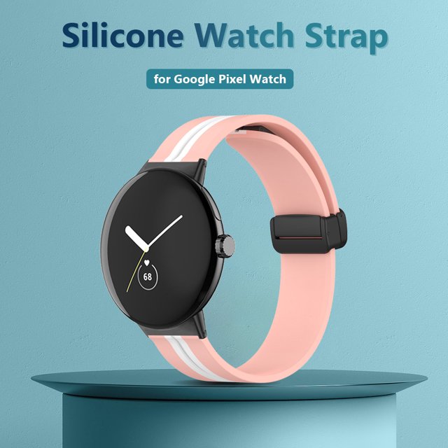 Correa de muñeca para reloj inteligente con banda de silicona para Google Pixel Watch 2022 (rosa blanco)