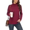 thumbnail image 3 of Asklazy Women's Turtleneck Sweater Long Sleeve Cozy Warm Casual Lightweight Soft Pullover Jumper Tops,US Size,Zao Red,L, 3 of 8