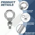 thumbnail image 3 of Uxcell M10 x 35mm Eye Bolt, 4Pcs 304 Stainless Steel Thread Lifting Ring Set, Silver, 3 of 7
