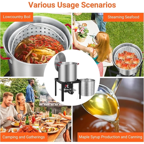 EastVita Friteuse à Dinde 100 Qt et Ensemble de Friteuse à Poisson 10 Qt, Casserole au Propane