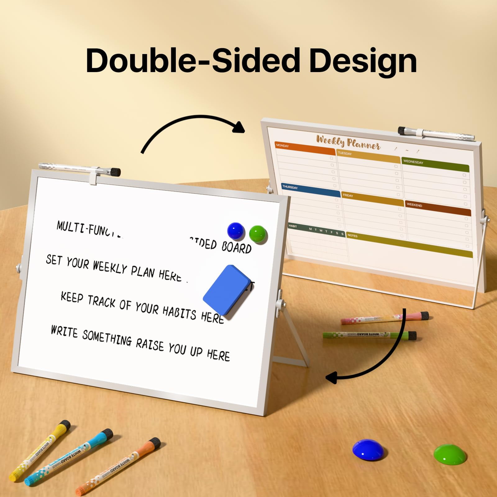 Marsrock Sale 16"×12"Colorful Desktop Double-Sided Dry Erase Whiteboard with Stand,Great for Home,School& Planning Board
