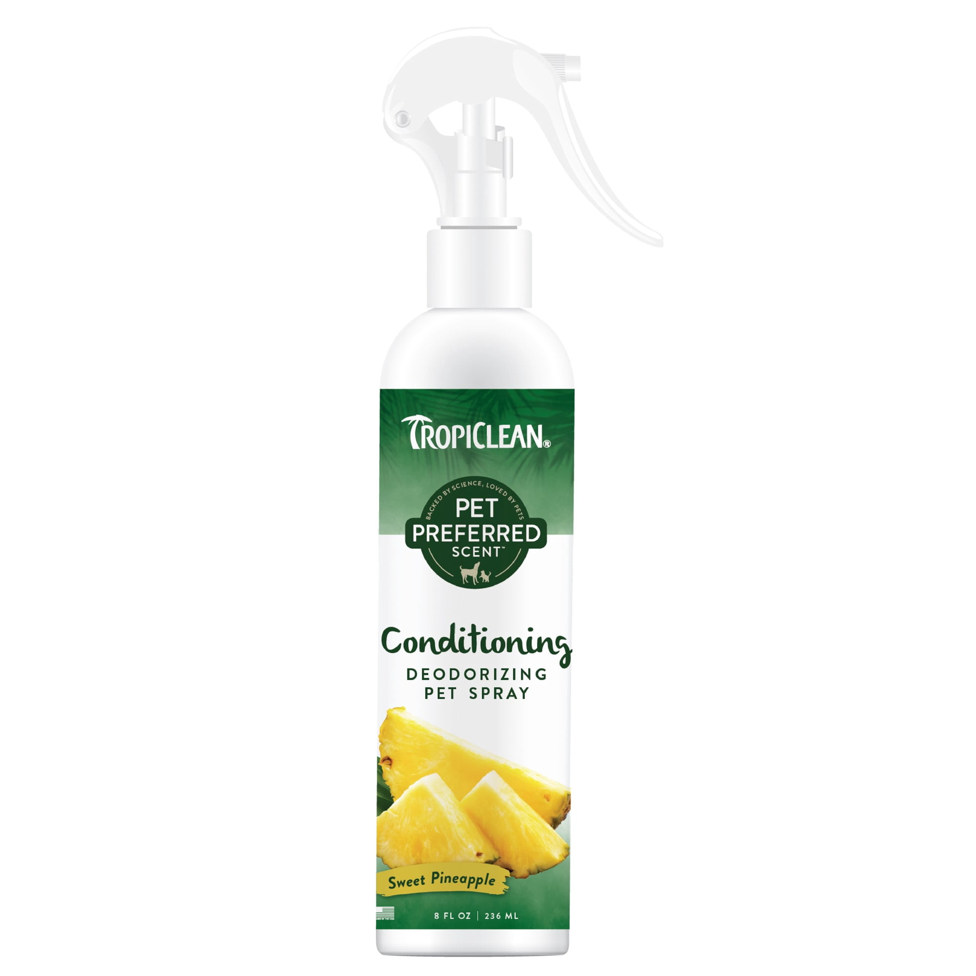 TropiClean Pet Preferred Pineapple Conditioning Deodorizing Spray for Dogs & Cats, 8 fl. oz.