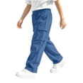 thumbnail image 6 of Spazoro Boys Corduroy Cargo Pants with Multi‑Pockets, Straight Leg Drawstring Elastic Waist Solid Color Loose Fit Casual Trousers for Daily Street Blue Size 4-5T, 6 of 7