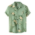 thumbnail image 1 of Camisas s Para Hombre Interior Camisa de informal para hombre, camisa con estampado Floral hawaiano, blusa de manga corta con cuello vuelto, camisa de verano con botones (Green, L), 1 of 6