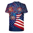 thumbnail image 6 of Men's Fireworks American Flag T-Shirt 3D Printed Patriotic Graphic Tees Short Sleeve Crewneck Summer Casual Tops Independence Day Celebration Party Shirt, 6 of 6