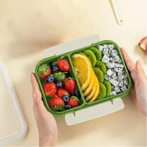 HOZVOMI Portable Compartmentalised Lunch Box with Leak-Proof Lid, Plastic Food Storage Container for Lunch/Fruit/Prep, 22.5x16x7cm (1PC)