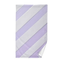 Lilac-white Diagonal Stripes Pure Cotton Bath Towel Hand Towel 1 Piece for Pool Beach Gym 16" x 28"