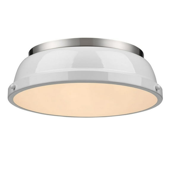 2 Light Flush Mount in Classic Style 4.25 inches High By 14 inches Wide-Pewter Finish-White Shade Color Bailey Street Home 170-Bel-4159414