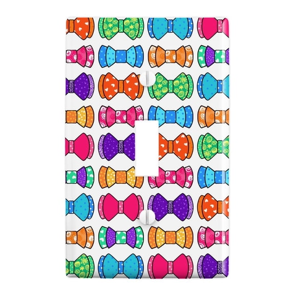 Girly Cute Colorful Bows Pattern Plastic Wall Decor Toggle Light Switch Plate Cover