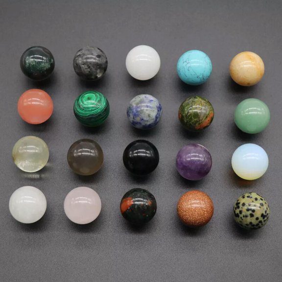 MATROOY 20pcs Seven Chakra Natural Energy Stone 20mm Ball Boxed Healing Crystal Stone