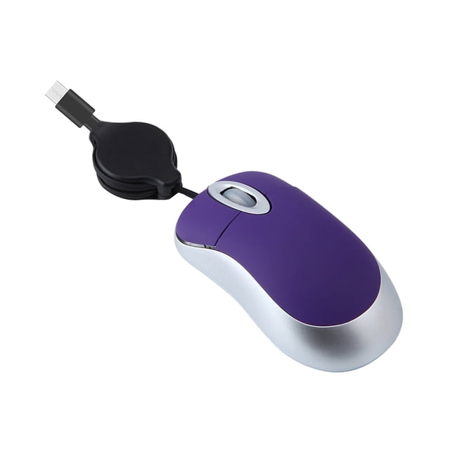 WINDLAND Corded Mouse USB C Retractable Cable Small Mouse 1000DPI Optical Basic Mouse Travel Mouse USB C Mouse Corded-purple-