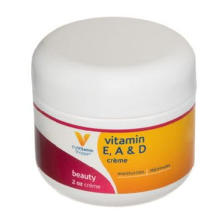 The Vitamin Shoppe Vitamin E, A and D Crème, Moisturizes and Rejuvenates, Apply After Cleansing to Damp Skin Daily (2 Ounces (Best Place To Apply Testosterone Cream)