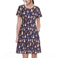 thumbnail image 1 of Kdxio Robe T-Shirt Décontractée pour Femmes Imprimé Gnomes et Maisons, Manches Courtes d'Été avec Poches, 1 of 6