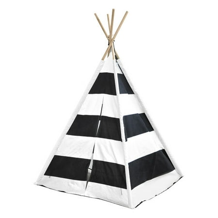 American Kids Awesome Tee-Pee Cotton Canvas Play Tent, Black and White