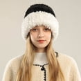 thumbnail image 2 of KLOY2K Women's Color-Block Fluffy Fisherman Hat, Warm Trapper-Style Winter Cap with Fashion-Forward Color Matching for Cold Seasons,White,One Size, 2 of 4