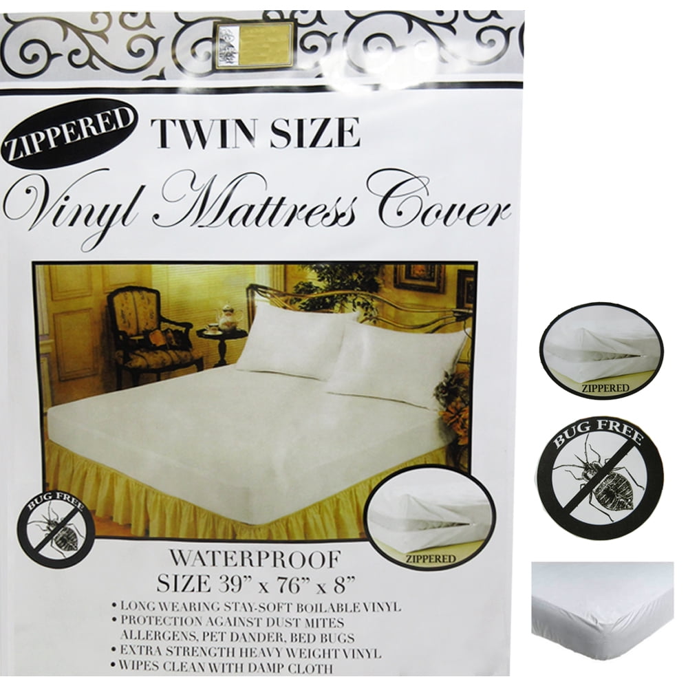Bed Cover Twin Size Fitted Sheet Zippered Plastic Mattress Protector Waterproof 