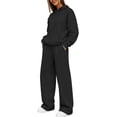 thumbnail image 6 of Xaqiouau Women's Hoodie and Wide Leg Pants Set Loose Fit Drop Shoulder Pullover Top Drawstring Sweatshirt Casual Two Piece Tracksuit Lounge Wear with Pockets Black XXL, 6 of 9