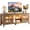 Yellow Oak, variant on Hanyu 55" LED TV Stand for 60 Inch TV, Entertainment Center with Charging Station, TV Cabinet with Glass Doors, Media Console Table with Adjustable Shelves & Cable Management for Living Room