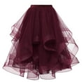 thumbnail image 3 of Fsqjgq Tulle Skirts for Women A Line Elastic Waist Tiered Layered Puffy Midi Long Party Tutu Skirt Puffy Petticoat Carnival Mesh Dance Skirts, 3 of 4