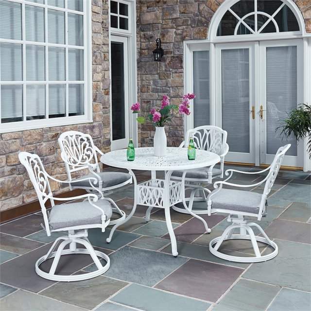 Homestyles Ensemble de Salle à Manger Extérieur Capri Blanc en Aluminium 5 Pièces