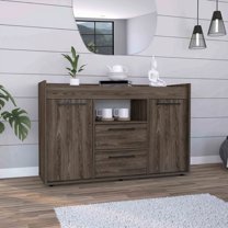 Lyon Sideboard with Two Drawers and Double Door Cabinets in Dark Walnut