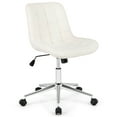 thumbnail image 1 of Costway Chaise de Bureau Sans Accoudoirs Rembourrée avec Hauteur Réglable et Roulettes pour Petits Espaces Blanc, 1 of 10