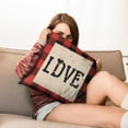 thumbnail image 6 of Valentine's Day Red Buffalo Plaid Check Black Striped Anniversary Wedding Throw Pillow Covers 16"x16", 1 Pcs, Linen Study Sofa Cushion Cover Indoor Living Room Home Decor, 6 of 6