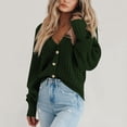 thumbnail image 4 of Women Long Sleeve V Neck Button Down Sweater Jackets Outerwear Casual Loose Fit Solid Color Short Crop Knitwear Cardigan, 4 of 9