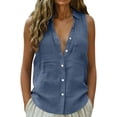 thumbnail image 6 of Summer Cotton Linen Vest for Women UK, Ladies Sleeveless Tank Tops V-Neck Blouse Button-Down T Shirts Loose Casual Vests Basic Lightweight Tee Plus Size Cheesecloth Clothing, 6 of 7
