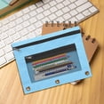 thumbnail image 4 of 12PCS Sky Blue Three-Hole Pencil Case Oxford Cloth Single Zipper Binder Pouch with Transparent Compartment for Campus Office Virelaxpo, 4 of 5