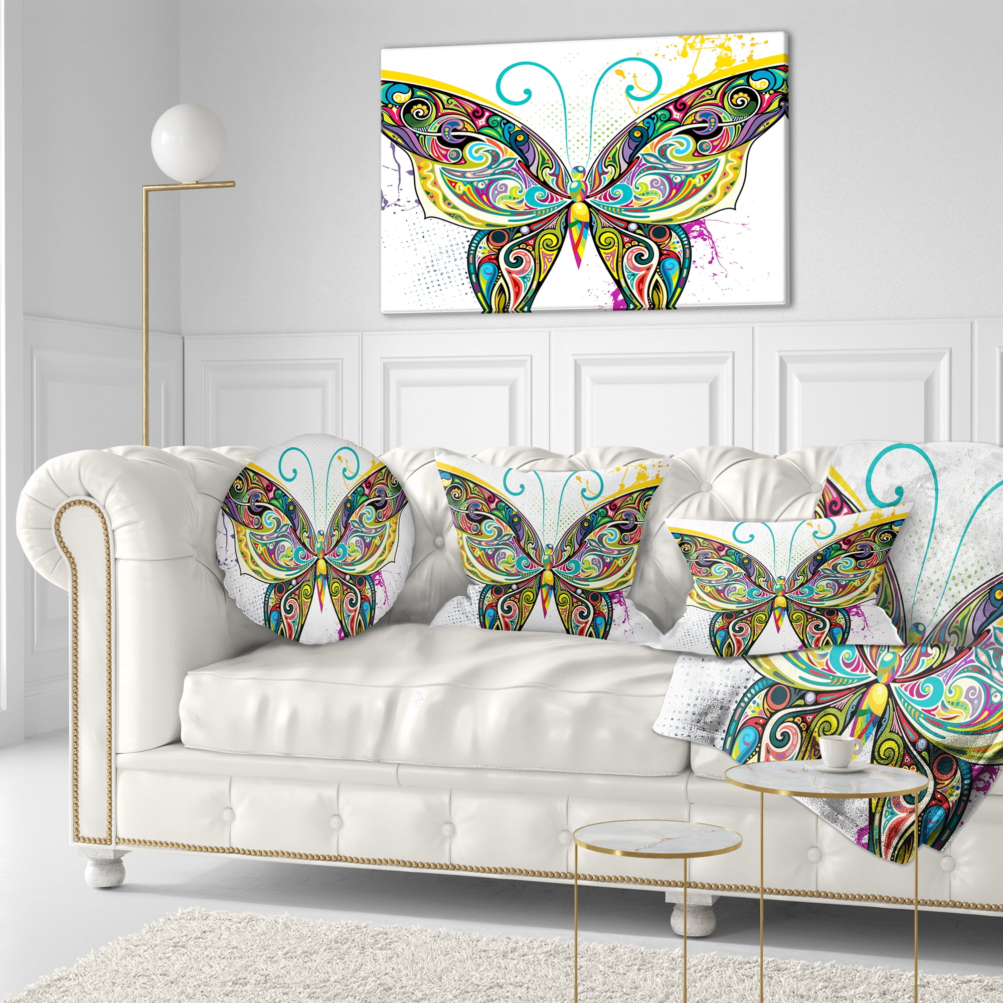 Designart Openwork Butterfly - Abstract Throw Pillow - 12x20