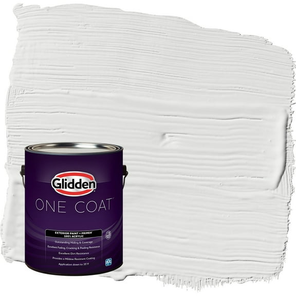 Glidden One Coat Aria / White Semi-Gloss Exterior Paint with Primer, 1 Gallon