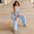 thumbnail image 2 of Defitshape Women's Long Jumpsuit Fall Jumpsuits Jumpers & Rompers Sleeveless Pant Backless Summer Wide Leg Jumpers And Rompers Light Blue 4-6, 2 of 4