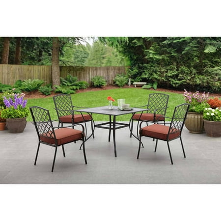 Mainstays Grayson Court 5-Piece Patio Set, Red - Walmart.com