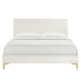 thumbnail image 4 of Modway Leah Chevron Tufted Performance Velvet Queen Platform Bed in White, 4 of 8