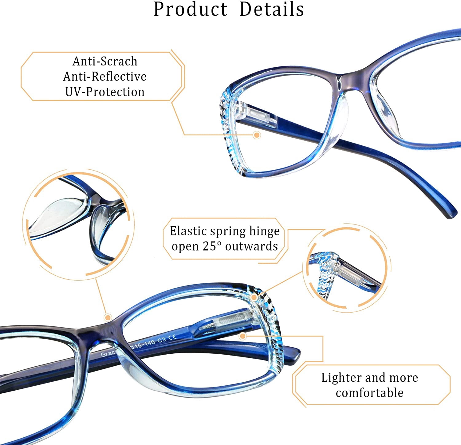 5 Pairs Reading Glasses, Blue Light Blocking Glasses, Computer Reading Glasses for Women and Men, Fashion Rectangle Eyewear Frame(5 Blue, +1.25 Magnification)