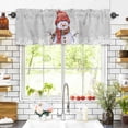 thumbnail image 3 of Christmas Valances for Windows Snowman with Cap Xmas Snowflake Grey Rod Pocket Curtain Valance Window Treatment Short Curtains for Kitchen Living Room, 42"x12", 3 of 5