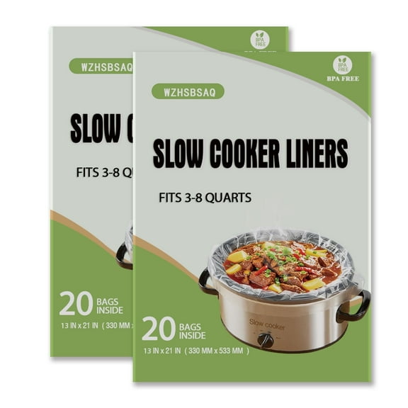 WZHSBSA Slow Cooker Liners, 40 Cooking Bag, Large Disposable Pot Liner Plastic Bag for 3QT to 8QT Slow Cooker,13 in. x 21 in.