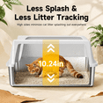 thumbnail image 3 of Gray-1Pack XL Open Top Stainless Steel Cat Litter Box With High Sides, 3 of 8