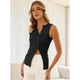 thumbnail image 4 of Women Button Down Vest Ribbed Summer Tank Tops Button Up Open Front Rib Shirt Sleeveless Slim Dressy Top Fashion Black S, 4 of 7
