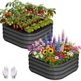 thumbnail image 1 of Raised Garden Bed – 2-Pack Galvanized Heavy Duty – 2x2x1FT – Rust-Resistant, Rounded Corners & Open Bottom – Vegetables, Flowers & Herbs – Dark Gray, 1 of 8
