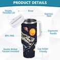 thumbnail image 2 of Yayeee 30oz Stainless Steel Tumbler with Straw and Handle Double-Wall Insulated Travel Water Bottle, Black Record, 2 of 8