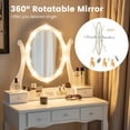thumbnail image 6 of Gymax Vanity Desk Set w/ Lighted Mirror Makeup Table Vanity Dresser w/ 10 LED Light Bulbs White, 6 of 10