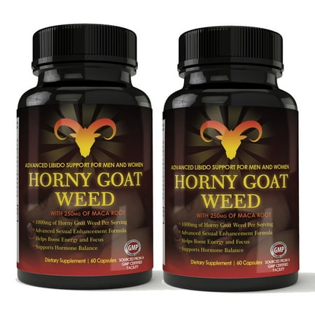 Horny Goat Weed 1000mg Extract for Advanced Libido Support 2 bottles (60 Capsules)