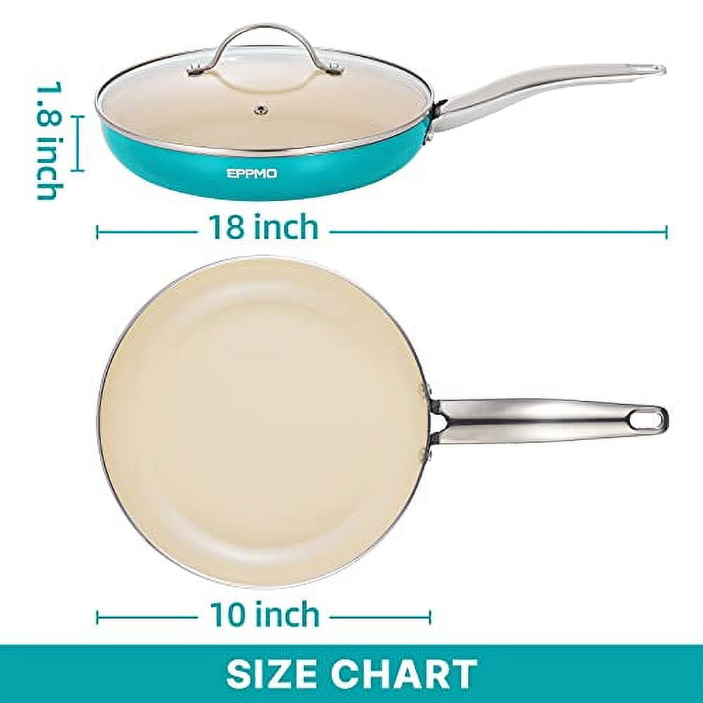 MsMk 12 Inch Nonstick Frying Pan with Lid，Titanium and Ceramic Nonstick  skillet with lid, PFOA Free Non-Toxic, Stay-Cool Handle, Scratch-resistant