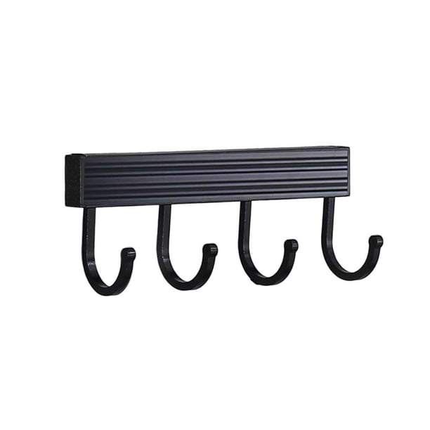 Soporte para llaves montado en la pared, soporte para organización, toallero para el hogar, llaves, sombrero, colgador fijo, estante colgante Almacenamiento y organización del hogar Negro 4 ganchos Inteprter HA078167-04