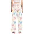 thumbnail image 3 of Dailycode Women's Pajama Pants Wide Leg Lounge Pj Bottoms With Pockets Pink Blue Yellow Cattle, 3 of 7