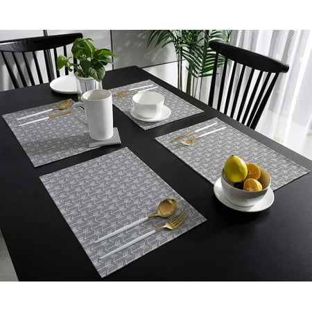 Non Slip Washable Table Mats, Grey Dining Room Placemats