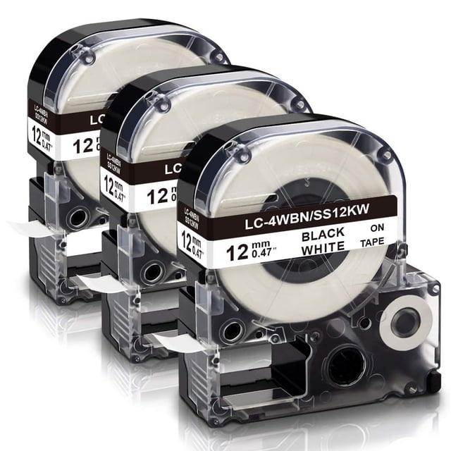 Reemplazo De Cinta De Etiquetas Compatible Absonic Para Epson Lk-4Wbn Lc-4Wbn Ss12Kw Lc 4Wbn9 Lk Recambio De Cinta De 12 Mm 1/2 '' Para Labelworks Lw-300 Lw-400 Lw-500 Lw-600P Lw-K200Px Etiquetadora N